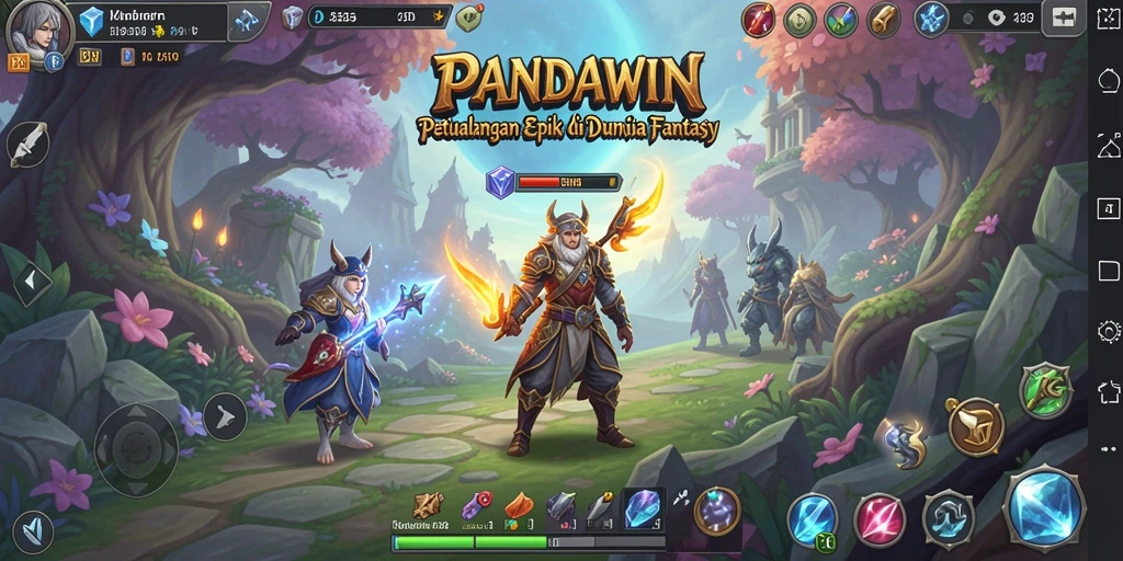 Tampilan gameplay dinamis dalam PANDAWIN, penuh aksi dan petualangan.