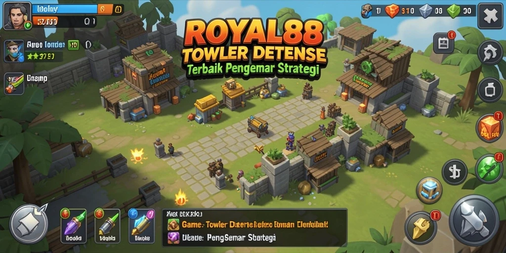 Tangkapan layar gameplay ROYAL88 menampilkan aksi Tower Defense yang menegangkan.