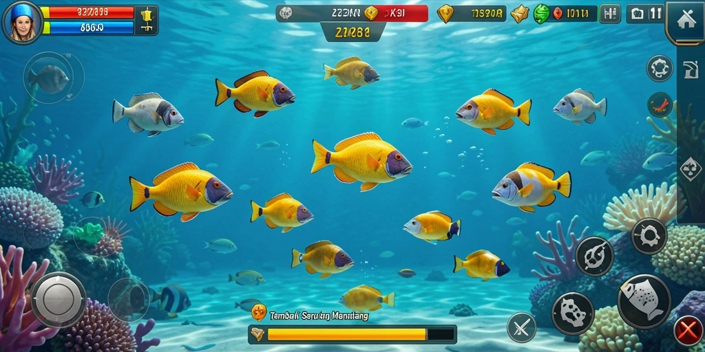 Screenshot gameplay Tembak Ikan di ZK3 yang seru.